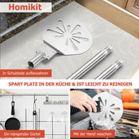 Homikit rozsdamentes perforált pizzalap 17,8x20,5cm leszedővel - 17,8cm, 1 6