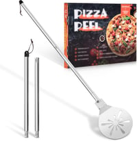 Homikit rozsdamentes perforált pizzalap 17,8x20,5cm leszedővel - 17,8cm, 1 1