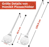 Homikit rozsdamentes perforált pizzalap 17,8x20,5cm leszedővel - 17,8cm, 1 2