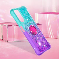 HomiTunky Xiaomi Redmi Note 12S 4G átlátszó szilikon tok lánccal, csillogó folyékony glitter, kék-lila 8