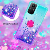 HomiTunky Xiaomi Redmi Note 12S 4G átlátszó szilikon tok lánccal, csillogó folyékony glitter, kék-lila 4