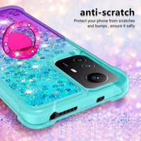 HomiTunky Xiaomi Redmi Note 12S 4G átlátszó szilikon tok lánccal, csillogó folyékony glitter, kék-lila 5