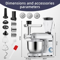 Homlee 3 az 1-ben Univerzális Konyhai Robotgép 1800W - 6 Sebességes Dagasztógép, Húsdarálóval, 1,5L Turmixgéppel és 5,5L Rozsdamentes Acél  2