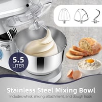 Homlee 3 az 1-ben Univerzális Konyhai Robotgép 1800W - 6 Sebességes Dagasztógép, Húsdarálóval, 1,5L Turmixgéppel és 5,5L Rozsdamentes Acél  3