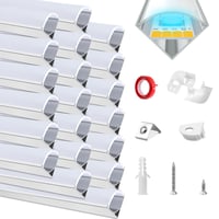 Hliníkový LED profil HOMMAND v tvare V 20 x 1 m, kanálik pre LED pásik s difúzorom, rohovou spojkou, koncovkami a montážnymi príchytkami 1