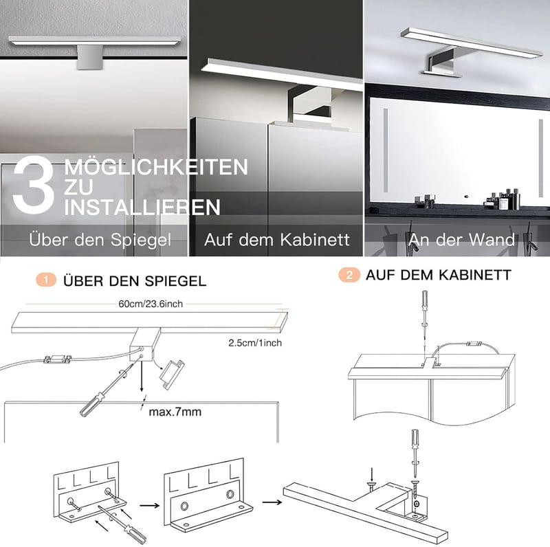 Hommie 60 cm LED fürdőszobai tükör világítás 1200 lm semleges fehér IP44
