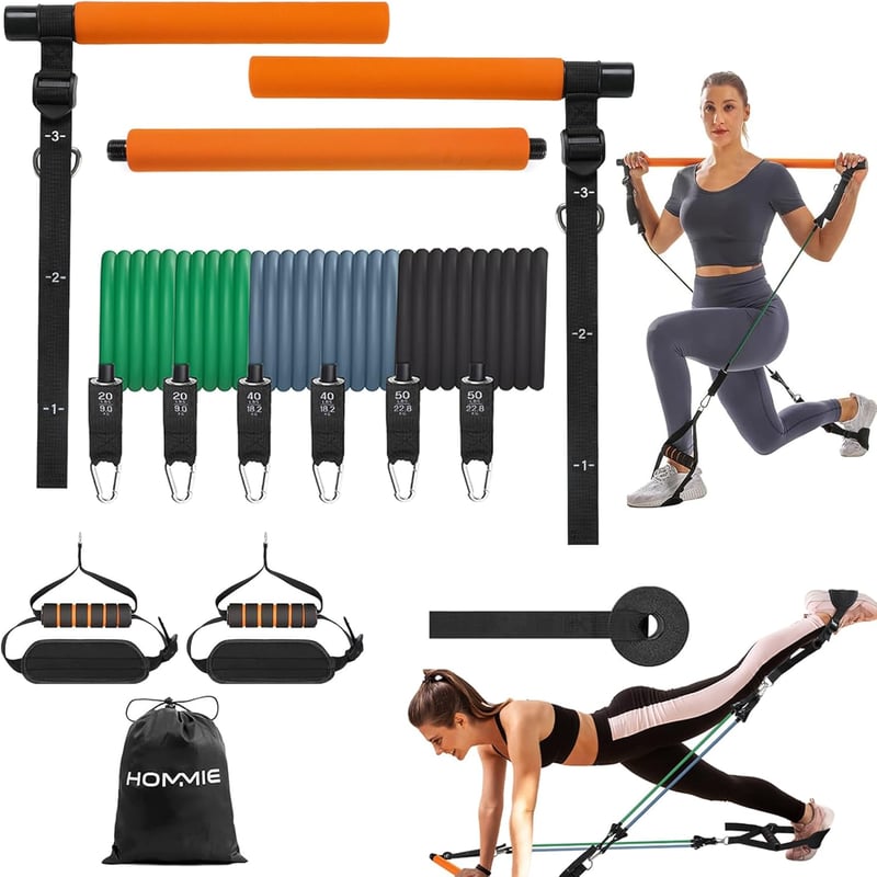 Hommie Pilates rúd készlet ellenállásos szalagokkal nőknek és férfiaknak