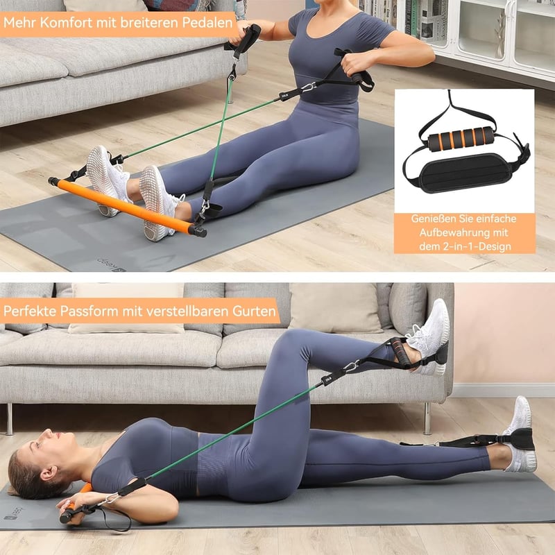 Hommie Pilates rúd készlet ellenállásos szalagokkal nőknek és férfiaknak