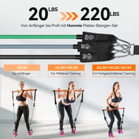 Hommie Pilates rúd készlet ellenállásos szalagokkal nőknek és férfiaknak 2