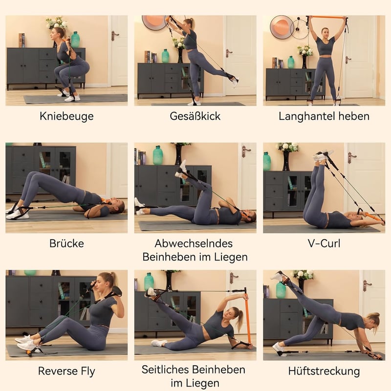 Hommie Pilates rúd készlet ellenállásos szalagokkal nőknek és férfiaknak