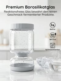 Borcan pentru murături Homnoble cu sită, formă de clepsidră, 1 litru, recipient pentru măsline, kimchi, cu capac din ABS fără BPA 3
