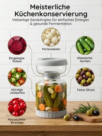 Borcan pentru murături Homnoble cu sită, formă de clepsidră, 1 litru, recipient pentru măsline, kimchi, cu capac din ABS fără BPA 5