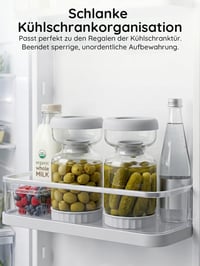 Borcan pentru murături Homnoble cu sită, formă de clepsidră, 1 litru, recipient pentru măsline, kimchi, cu capac din ABS fără BPA 6
