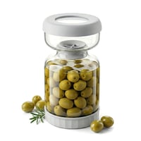 Borcan pentru murături Homnoble cu sită, formă de clepsidră, 1 litru, recipient pentru măsline, kimchi, cu capac din ABS fără BPA 1