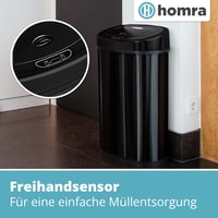 Homra Fonix 50L Szenzoros Szemetes Kuka Konyhába | Rozsdamentes Acél Hulladékgyűjtő Mozgásérzékelővel | Ujjlenyomatmentes Soft Close Rendsze 2
