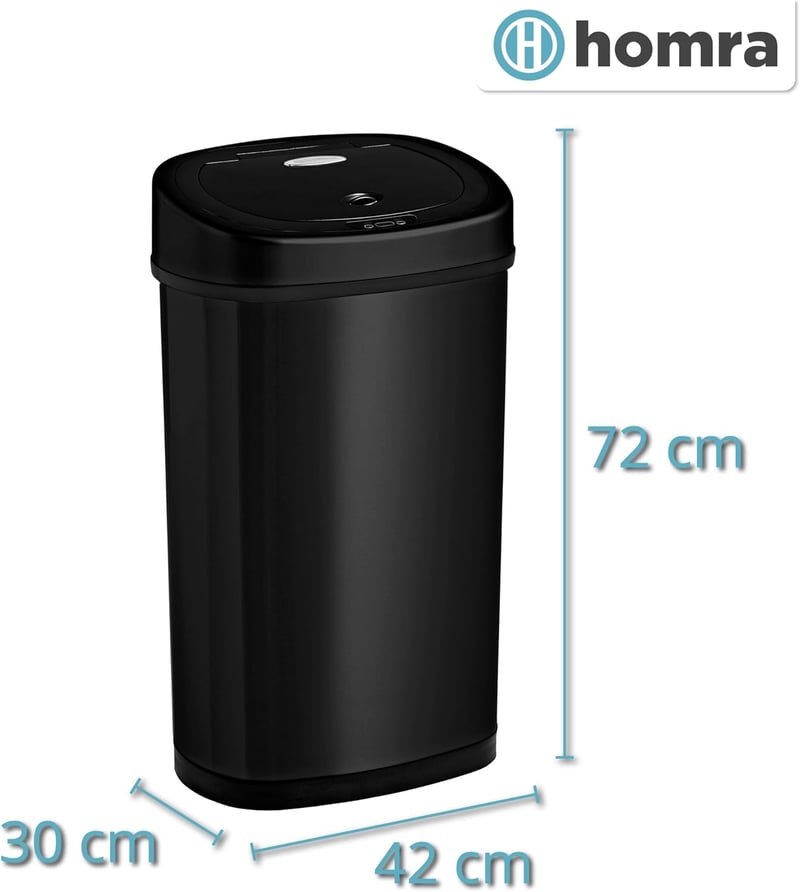 Homra Fonix 50L Szenzoros Szemetes Kuka Konyhába | Rozsdamentes Acél Hulladékgyűjtő Mozgásérzékelővel | Ujjlenyomatmentes Soft Close Rendsze