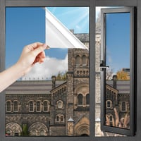 HOMTOL Tükörfólia Ablakra 100x200 cm, Nappali és Éjszakai Látásvédelmi Fólia, UV és Hővédelem, Ezüst Ablakfilm Magánszféra Védelemre, Irodáb 1