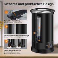 Homtone 18L Rozsdamentes Kávéfőző 120 Csészéhez, 1500W Professzionális Szűrős Kávégép 7