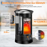 Homtone 18L Rozsdamentes Kávéfőző 120 Csészéhez, 1500W Professzionális Szűrős Kávégép 4