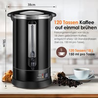Homtone 18L Rozsdamentes Kávéfőző 120 Csészéhez, 1500W Professzionális Szűrős Kávégép 2