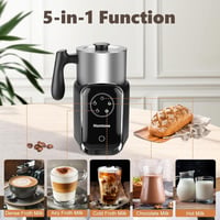Homtone Elektromos Tejhabosító 5-az-1-ben, Automata Indukciós Tejhab Készítő 600ml Rozsdamentes Acél Tartállyal Hideg Meleg Hab 4