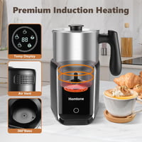 Homtone Elektromos Tejhabosító 5-az-1-ben, Automata Indukciós Tejhab Készítő 600ml Rozsdamentes Acél Tartállyal Hideg Meleg Hab 2