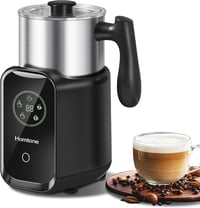 Homtone Elektromos Tejhabosító 5-az-1-ben, Automata Indukciós Tejhab Készítő 600ml Rozsdamentes Acél Tartállyal Hideg Meleg Hab 1