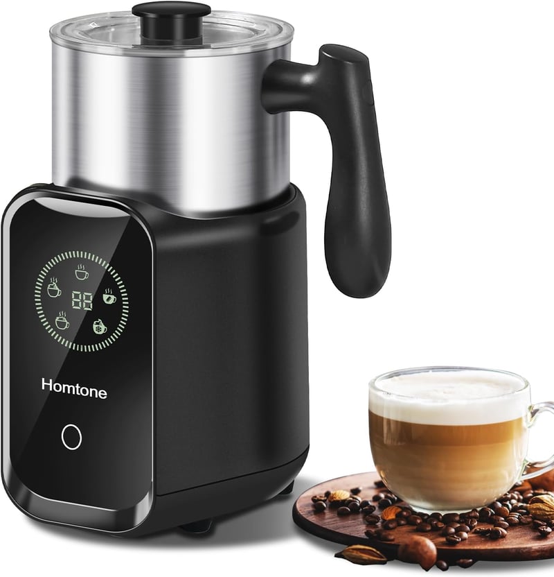 Homtone Elektromos Tejhabosító 5-az-1-ben, Automata Indukciós Tejhab Készítő 600ml Rozsdamentes Acél Tartállyal Hideg Meleg Hab