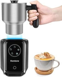Homtone Elektromos Tejhabosító 5-az-1-ben, Automata Indukciós Tejhab Készítő 600ml Rozsdamentes Acél Tartállyal Hideg Meleg Hab 8