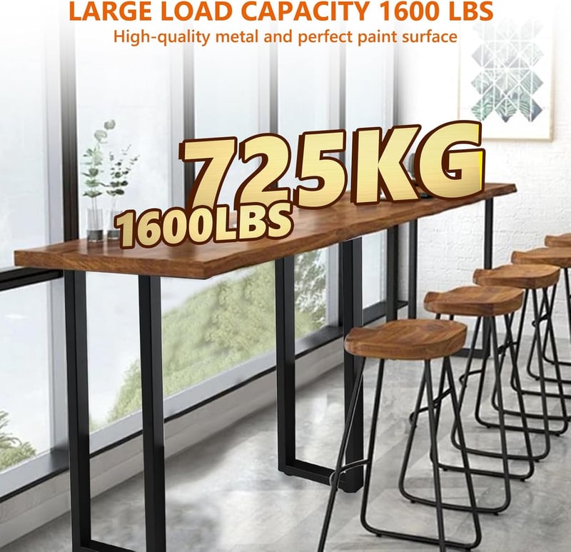 Homtone Fém Asztalláb Szett - 2 db Erős Szénacél Asztalváz, 105 cm Magas, 22 cm Széles, Fekete, Ipari Stílusú Bárasztalhoz, Reggelizőasztalh