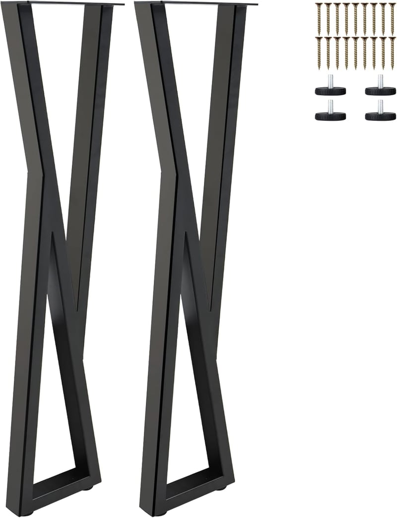 Homtone X-alakú Fém Asztalláb Szett (2db) - 105 cm Magas, Erős Szénacél Keret Bárasztalhoz, Reggelizőasztalhoz, DIY Projektekhez, Fekete, 72