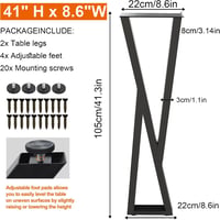 Homtone X-alakú Fém Asztalláb Szett (2db) - 105 cm Magas, Erős Szénacél Keret Bárasztalhoz, Reggelizőasztalhoz, DIY Projektekhez, Fekete, 72 2