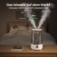 Homvana 3.6L hordozható párásító 360° hideg pára 34 órás működés csendes szürke 3