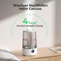 Homvana 3.6L hordozható párásító 360° hideg pára 34 órás működés csendes szürke 4