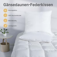 Pernă Homyrium cu Trei Camere 80x80 cm, Umplutură 1100 g Puf și Pene de Gâscă, Ext. 90% Puf/10% Pene, Int. 100% Pene, Husă 100% Bumbac 2