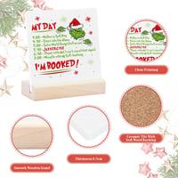 Decorațiune de Crăciun pentru Masă Grinch Homythe - Placă Ceramică cu Suport din Lemn, Decor Rustic Cinematic, Formă Pătrată, 11x10 cm 3