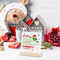 Decorațiune de Crăciun pentru Masă Grinch Homythe - Placă Ceramică cu Suport din Lemn, Decor Rustic Cinematic, Formă Pătrată, 11x10 cm 5