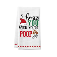 Homythe Zábavné Vianočné utierky do kuchyne, 2 ks biele utierky, 60x40 cm Super Absorpčné Kuchynské dekorácie aj do kúpeľne, Humorné Slávnostné Aj 1