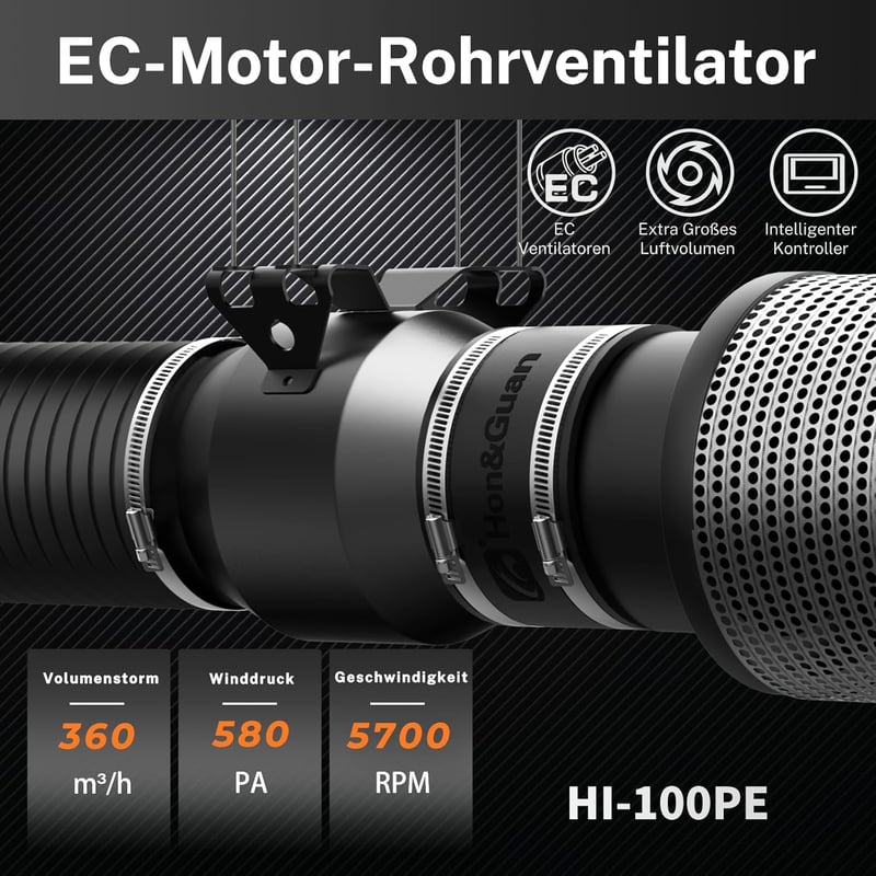 Hon&Guan 100mm csatornaventilátor hőmérséklet-páratartalom szabályozóval
