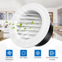 Hon&Guan 120mm Szellőzőrács Fehér ABS Rovarháló Védelem Légkondicionáló Fürdőszoba Konyha Garázshoz Kerek Szellőzőtakaró 8