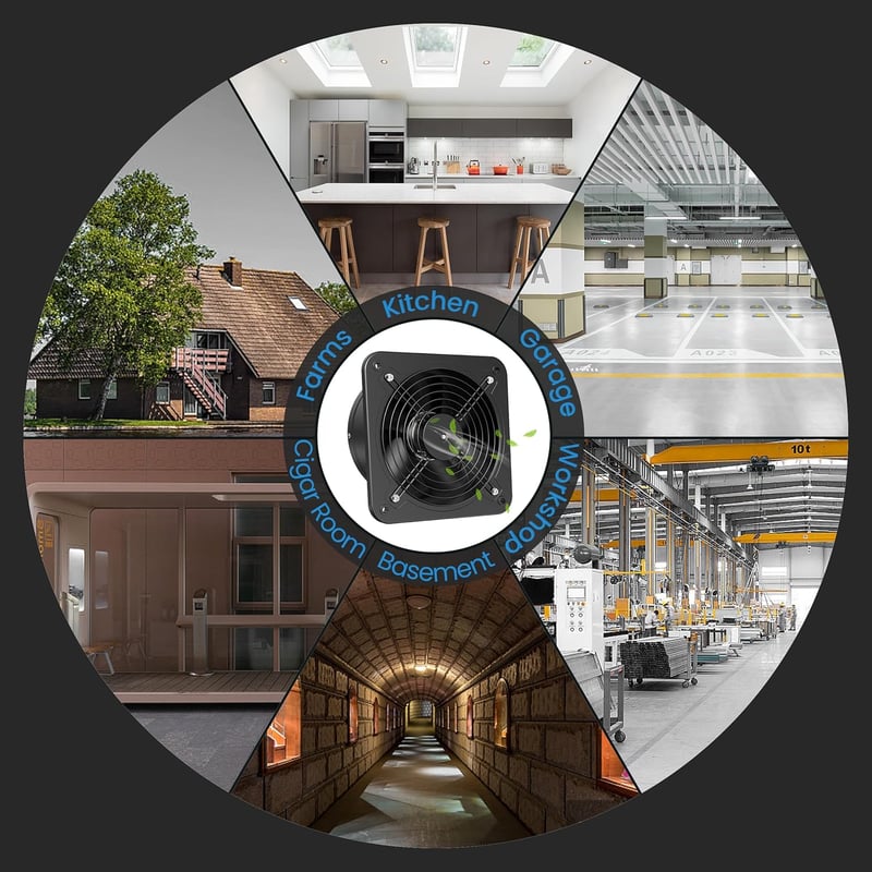 Hon&Guan 200mm ipari ventilátor sebességszabályzóval, csendes fém fürdőszobai ventilátor visszacsapó szeleppel