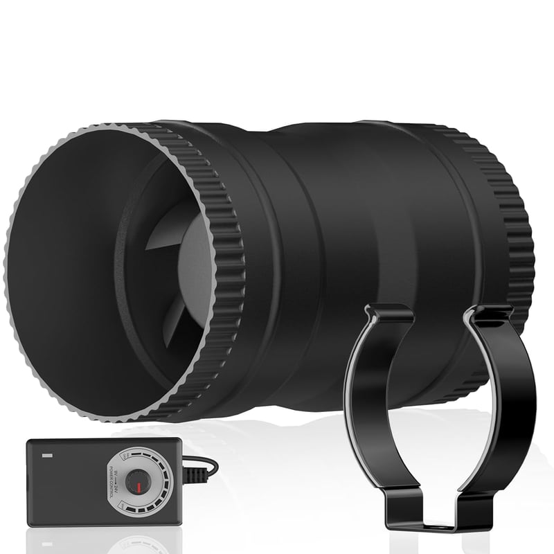 Hon&Guan kanalski cijevni ventilator s utikačem - 75 mm, 204 m³/h - crni