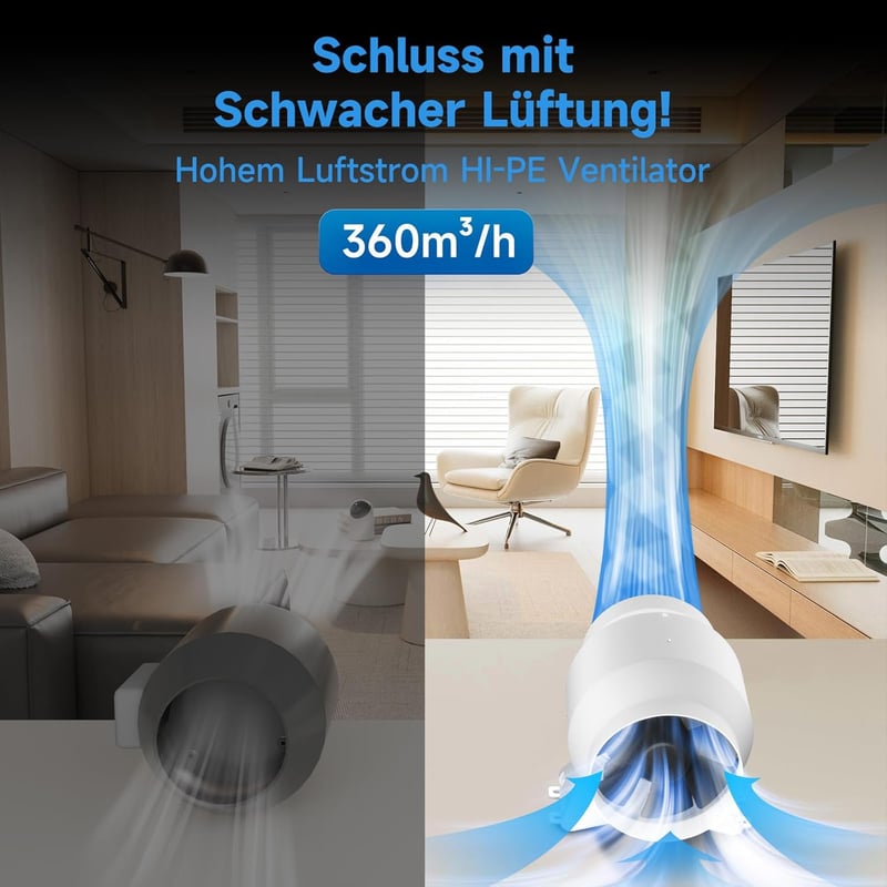 Hon&Guan HI-PE 100mm Csatornás Ventilátor Intelligens Vezérlővel, 360m³/h