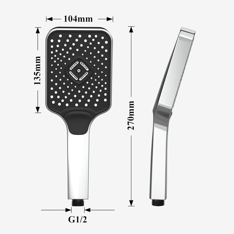 HONBOO 120mm zuhanyfej 3 funkciós vízspórlós krómozott magas nyomás