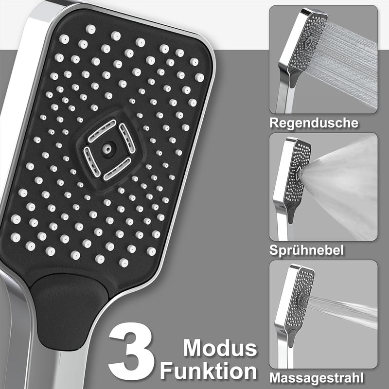 HONBOO 120mm zuhanyfej 3 funkciós vízspórlós krómozott magas nyomás