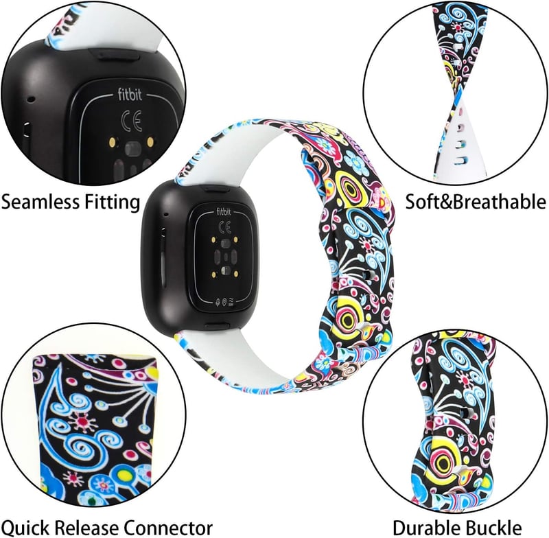 honecumi Színes szilikon csere karpánt Fitbit Sense és Versa 3 okosórához, állítható sport pánt férfiaknak és nőknek