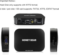 HONEY BEAR Full HD 1080P médialejátszó TV box 2TB külső merevlemezhez HDMI USB 6