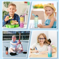 HoneyHolly Dječja boca za vodu 500 ml, nepropusna, s oznakom vremena, cjedilom i prikladna za gazirana pića, sportska boca za školu 7