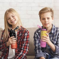 HoneyHolly Dječja boca za vodu 500 ml, nepropusna, s oznakom vremena, cjedilom i prikladna za gazirana pića, sportska boca za školu 6