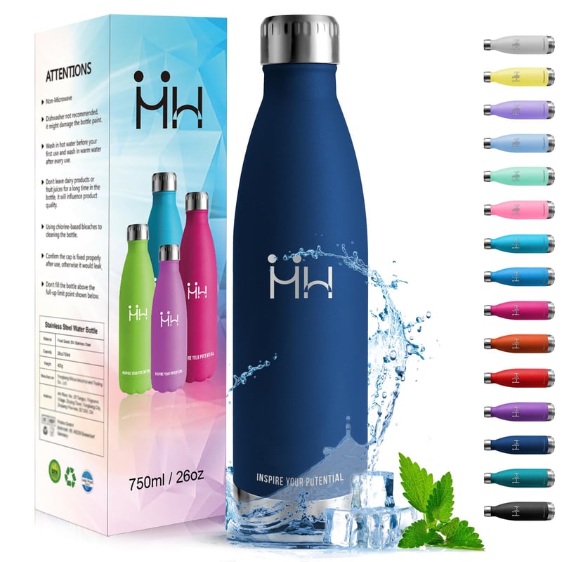 Nerezová termoska HoneyHolly 750 ml, bez BPA, vhodná aj na sýtené nápoje, nepriepustná, fitness, posilňovňa, bicykel